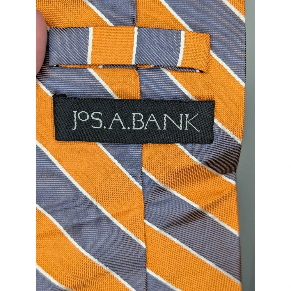 Jos A Bank Tie Silk Orange Purple Gray Striped 3.25